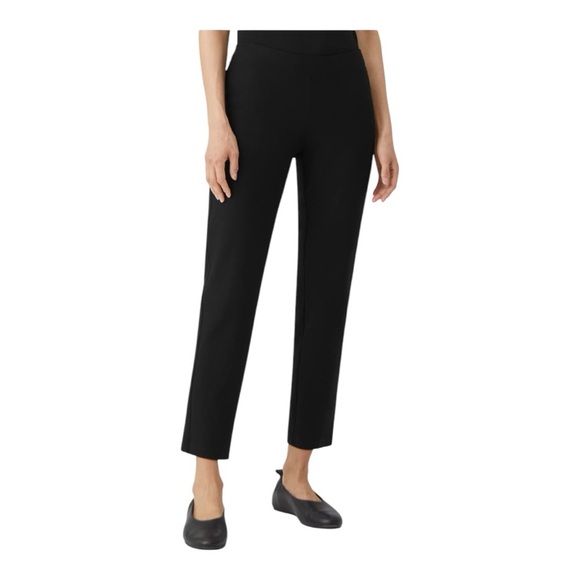 Eileen Fisher Black Straight Leg Pants Washable Pullon - Picture 4 of 9